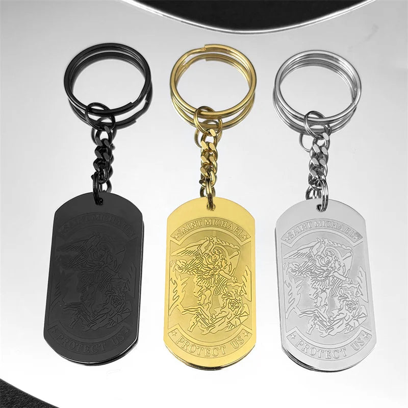 Key Gold Pendant Saint Michael Protect Archangel