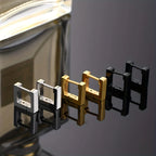 1pc Punk Hiphop Stainless Steel Geometric Type Square Hoop Earrings Ear Buckle Stud Accessories For Men Women Daily