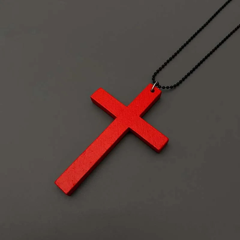 Wood Cross Pendant Necklace