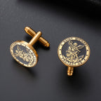 LIKGREAT Archangel Michael Cufflinks for Men Stainless Steel Cuff Links Religious Mythology Protection Amulet Jewelry Gifts