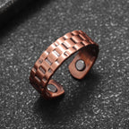 Flower Shape Magnetic Ring Copper Adjustable Open Cuff Ring Men and Women Magnet Healthy Energy Ring for Arthritis Pain Relief