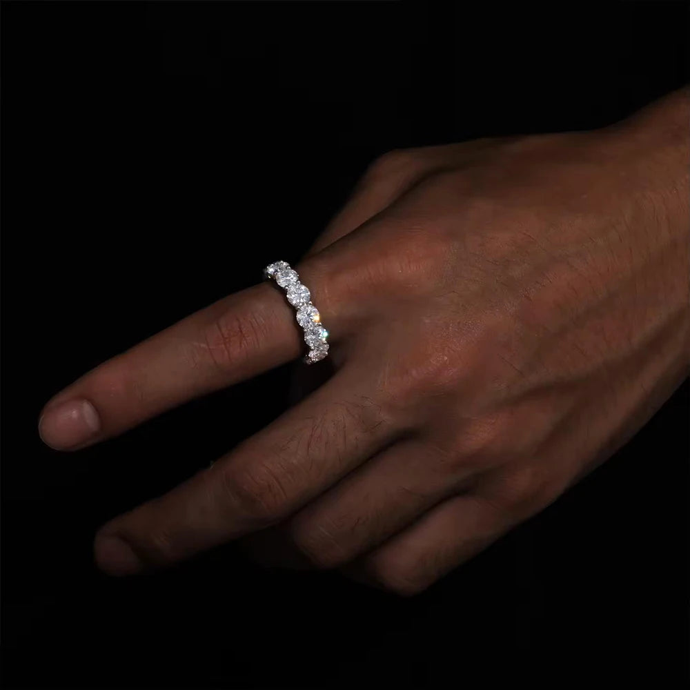 5mm D Color Moissanite Row Ring 925 Sterling Silver Diamond Wedding Band Rings For Women Certified Fine Jewelry Gift