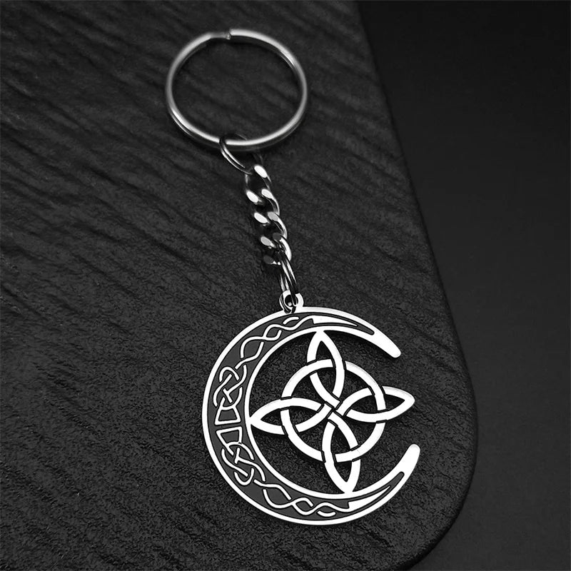 Celtic Steel Ring Crescent Irish Knot Key Witch