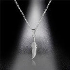 Long Feather Pendant Choker Necklace — Stainless Steel