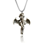 Cat Wings Animal Pendant Necklace — Silver
