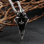 Fashion Vintage Raven Skull Pendant Necklace Mens Stainless Steel Unique Cool Carved Raven Animal Necklaces Jewelry Dropshipping