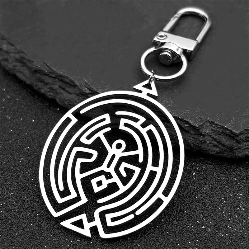 Silver Ring Hollow Hekate Wheel Keychain Trapped