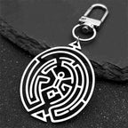 Silver Ring Hollow Hekate Wheel Keychain Trapped