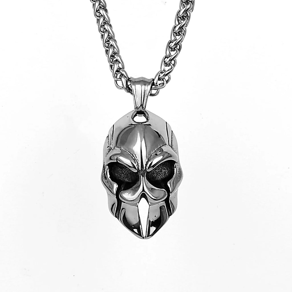 Stainless Steel Spartan Mask Men's Necklace Knight Helmet Mask Amulet Hip Hop Handmade Pendant Jewelry Creative Wholesale