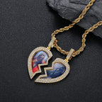 Iced Out Heart Photo Pendant Necklace