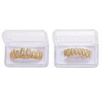 Iced Out Grillz Teeth Set Top & Bottom Hip Hop Pave Baguette CZ Dental Grills Gold Silver Color Party Cosplay Jewelry