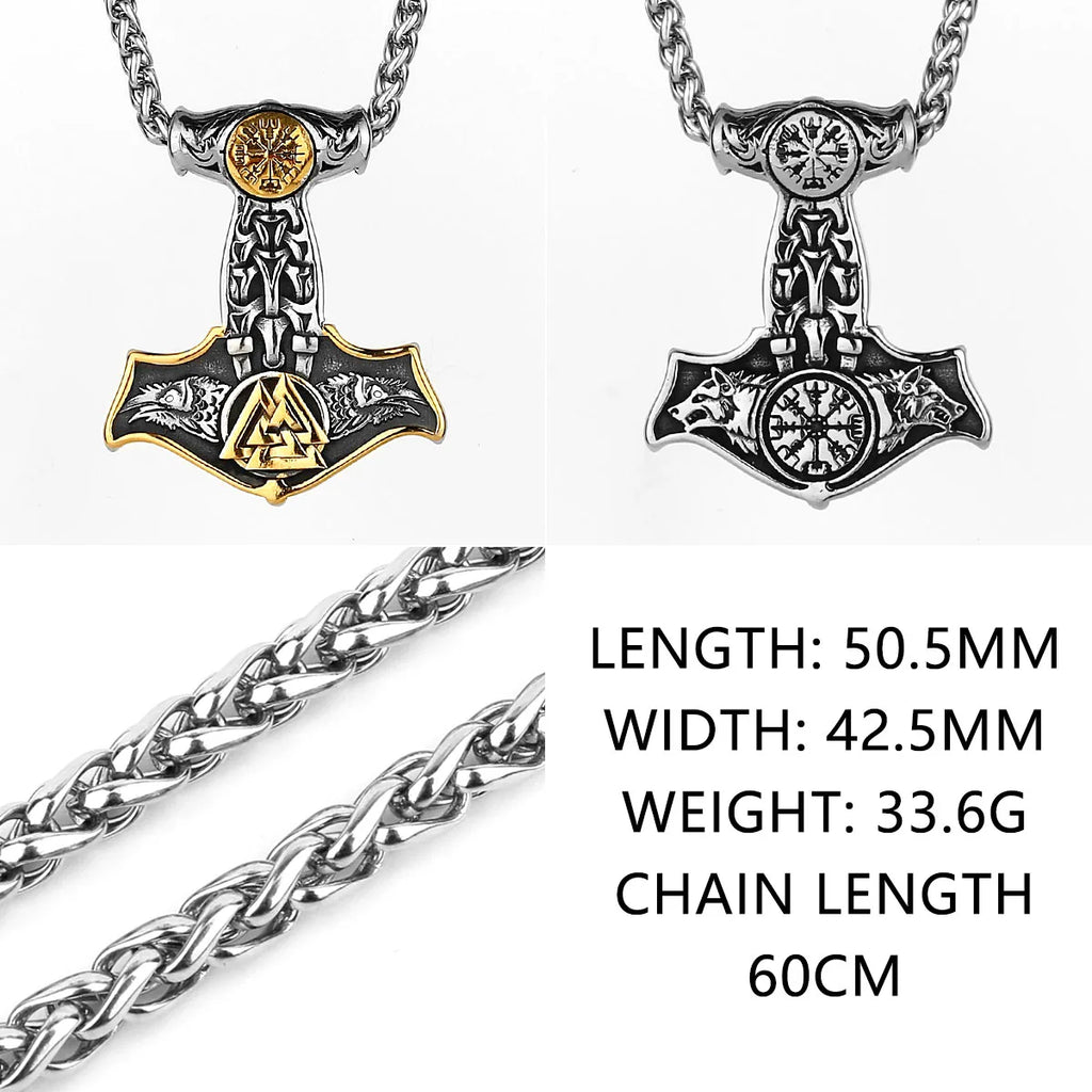 Original Viking Stainless Steel Thor Hammer Multiple Styles Domineering Unisex Necklace Pendant Boyfriend Gift