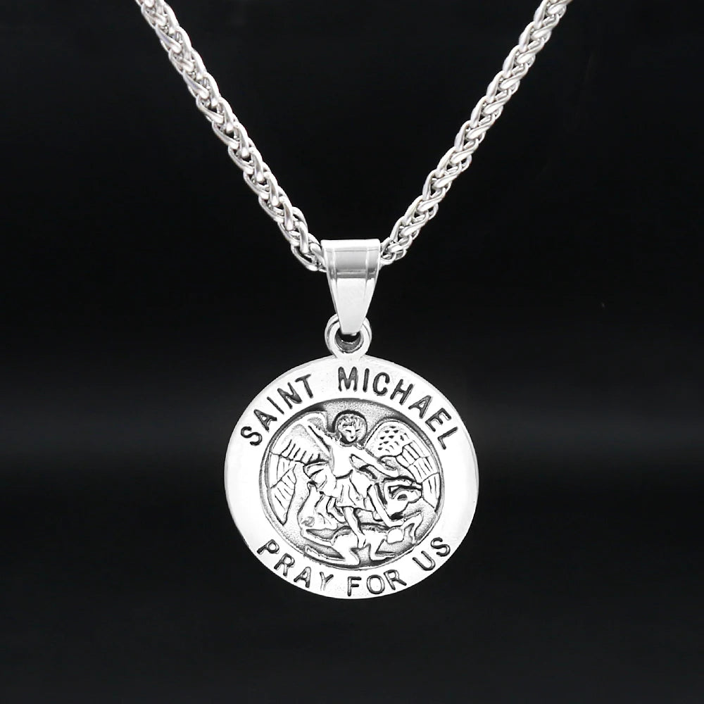 Saint Michael Faith Pendant Necklace — Stainless Steel