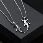 Unique Gecko Lizard Pendant Necklace for Men Male, Stainless Steel Hip Hop Animal Necklace, Fashion Jewelry Creativity Gift