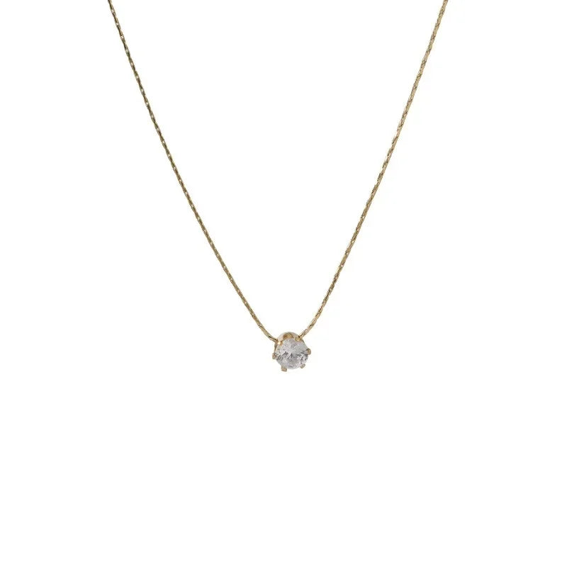 Luxury Fashion Little Zircon Pendant Necklace for Women Classic Simple Gold Color Stainless Steel Temperament Chokers Jewelry