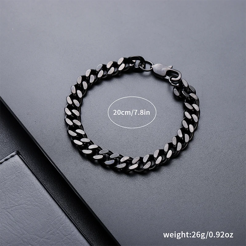 Hiphop Cuban Chain Bracelet Men 4 Styles Black Stainless Steel Snake Bone Link Stylish Braslet Street Cool Boyfriend