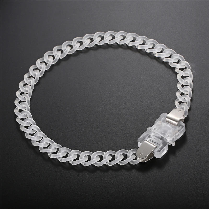 HANGZHI 2021 NEW Hip Hop Punk Titanium Steel Street Men and Women Letters Metal Safety Buckle Necklace Fashion Jewelry