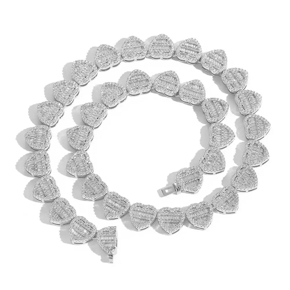 Iced Out Heart Necklace Stainless Steel 12MM