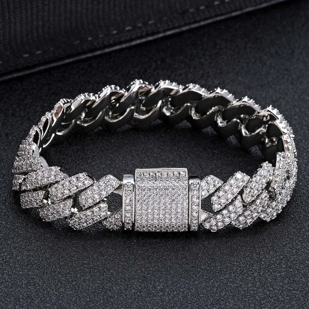 Iced Out Cuban Bracelet Stainless Steel 14MM Miami