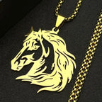 Classic Horse Head Male Chain For Women Men Stainless Steel Silver Color Hiphop Animal Pony West Cowboy Pendant