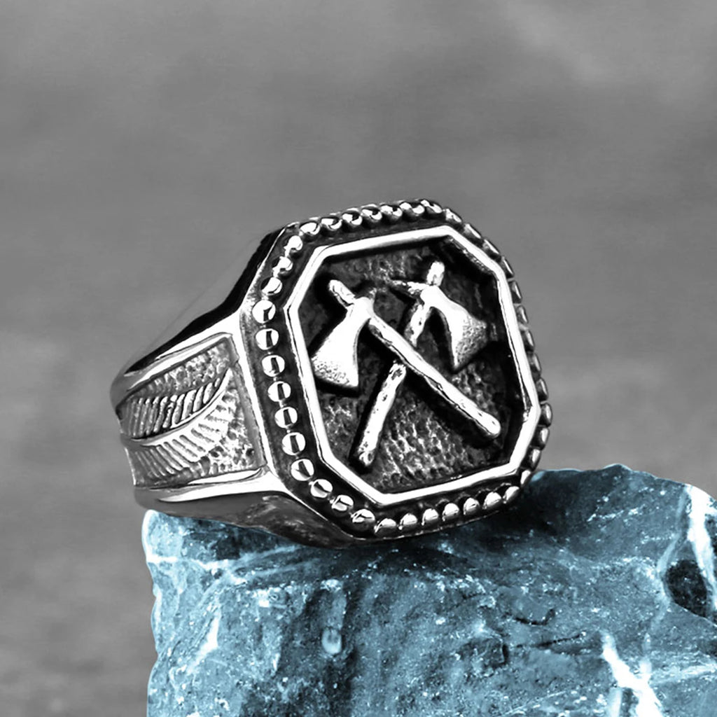 Viking Double Axe Slavic Amulet Ring — Stainless Steel