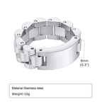 Watch Band Shaped Chain Link Ring 8mm — Stainless Steel