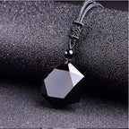 Black Obsidian Star Pendant Necklace — Black