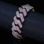 Nuoya Two Tone Mosaic Chain Full CZ Iced Out Necklace Hip Hop Men Rapper Cuban Bracelet Fashion Jewelry Gift