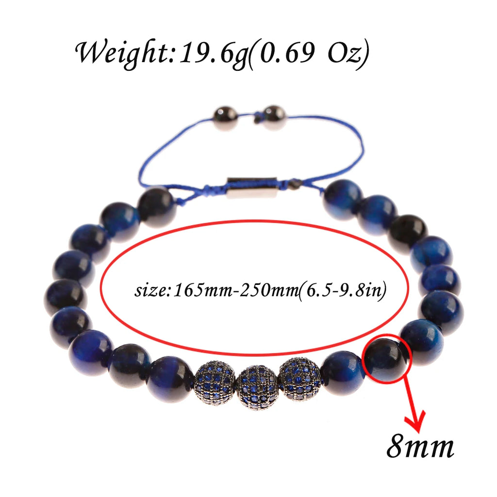 Luxury Micro Pave CZ 8mm Disco Charm Men Bracelet Classic Hematite Beaded Woven Bracelets Bileklik Women Jewelry