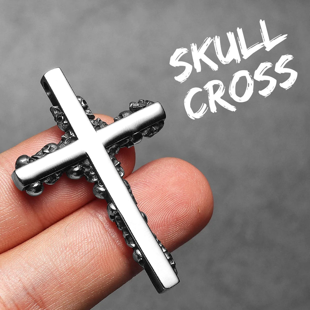 Skull Cross Men Necklaces Stainless Steel Pendant Chain Women Fashion Jewelry Punk Unique New In Accessories Gifts