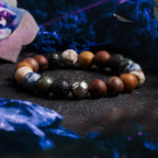 Block Volcanic Lava Stone Bracelet Men Black Classic Matte Obisidian Labradorite Bead Jewelry Women Birthday Gift for