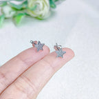 Iced Out Star Stud Earrings Stainless Steel CZ