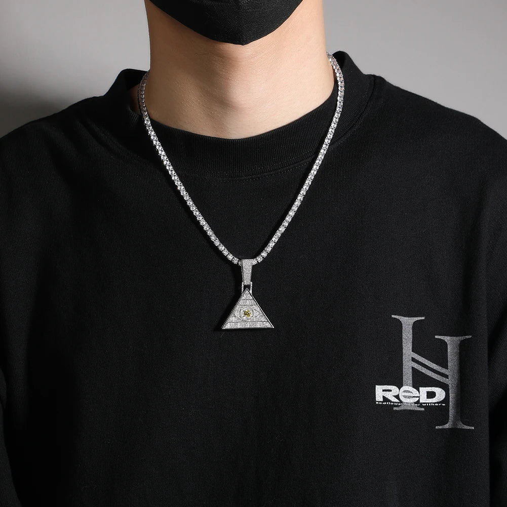 THE BLING KING Pyramid Horus Eyes Pendant Necklace Twist Chain Micro Paved Cubic Zirconia Gold Plated Mens Hip Hop Jewelry Gifts