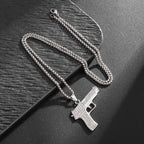 Iced Out Gun Pendant Necklace