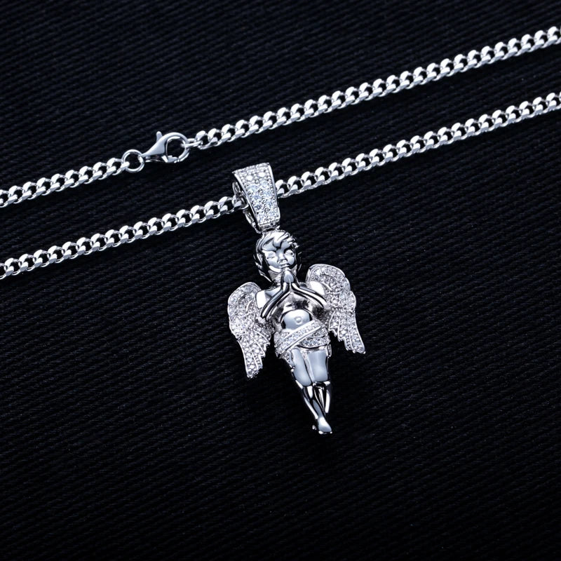Iced Out Angel Pendant — 925 Silver