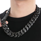 Men's 60CM Long 24MM Width Brushed Solid Stainless Steel Curb Cuban Link Chain Necklace for Men Male On Neck Jewelry