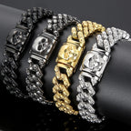 Steampunk Skeleton Man Bracelet Men's Stainless Steel Skull Head Chain Wristband Viking Charm Bangles Halloween Jewelry