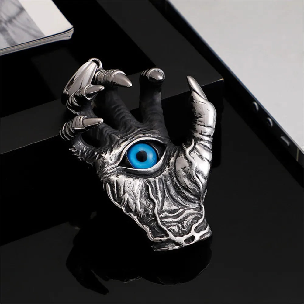 Silver Dragon Hand Pendant Necklace Vintage