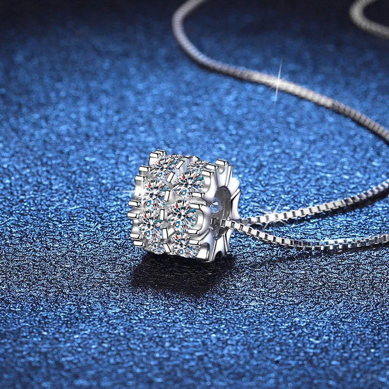 NeeTim Full Moissanite Diamond Necklace For Woman Pendant 925 Sterling Silver Necklace For Women Chain Party Bridal