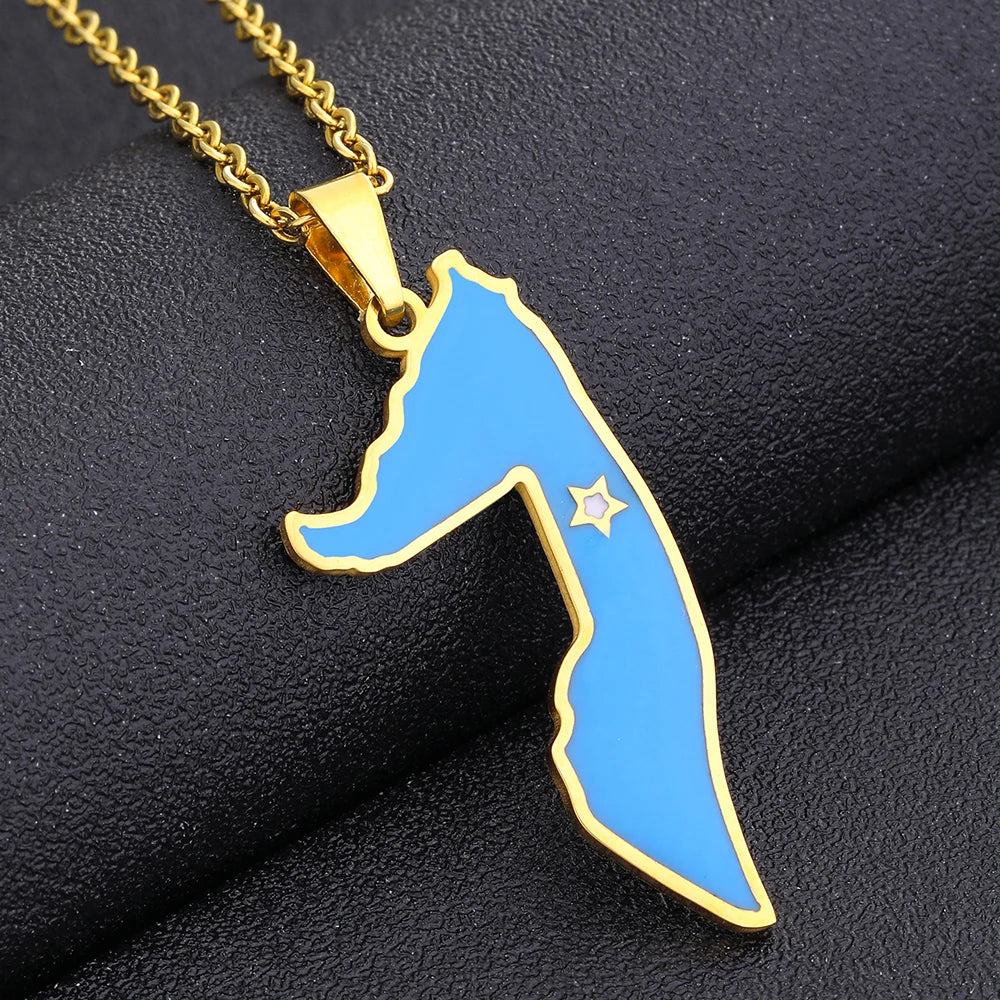 Somali Enamel Pendant Necklace — Stainless Steel