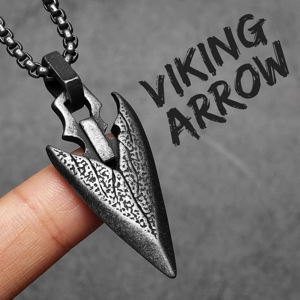 Viking Arrow Pendant Necklace — Stainless Steel