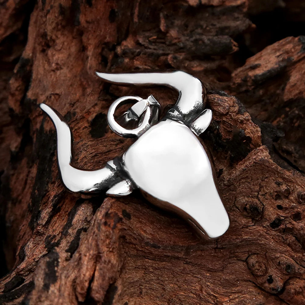Bull Head Pendant — Stainless Steel
