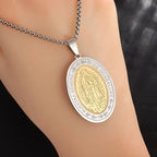 Stainless Steel Christian Virgin Mary Pendant Our Lady of Guadalupe Necklace Women's Religious Lucky Amulet Jewelry Gift