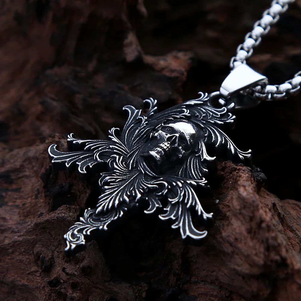 Gothic Death Skull Pendant — Stainless