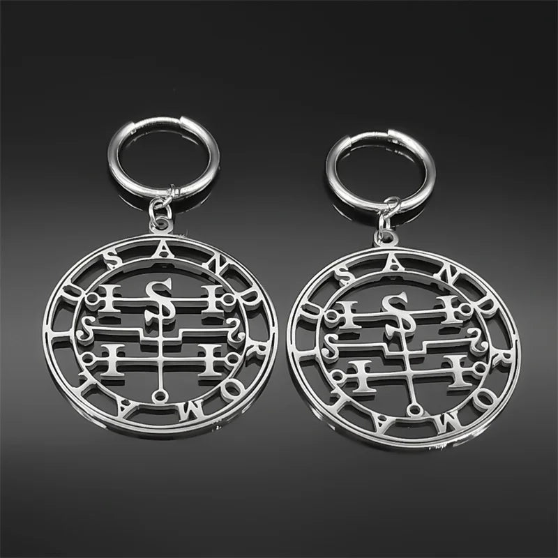 Baphomet Steel Earrings Seal Andromalius Hoop