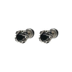 Black Zircon Stud Earrings — Stainless Steel