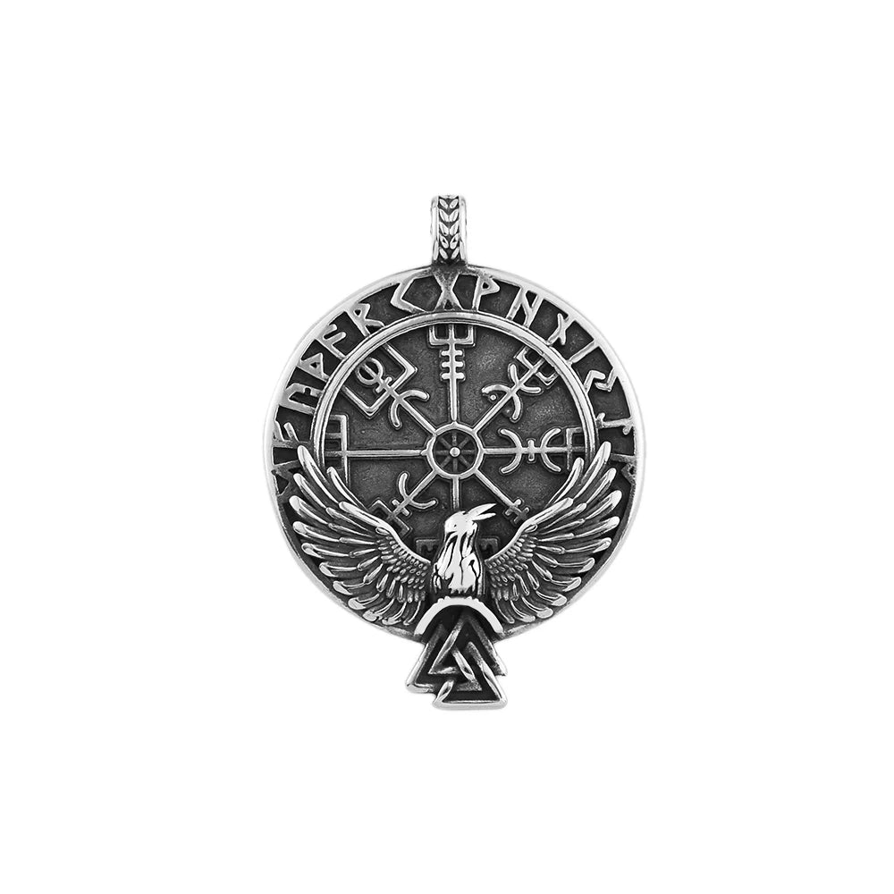Compass Rune Pendant — Stainless Steel