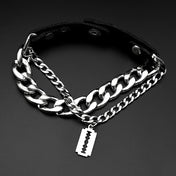 Vintage Razor Blade Statement Bracelet — Stainless Steel