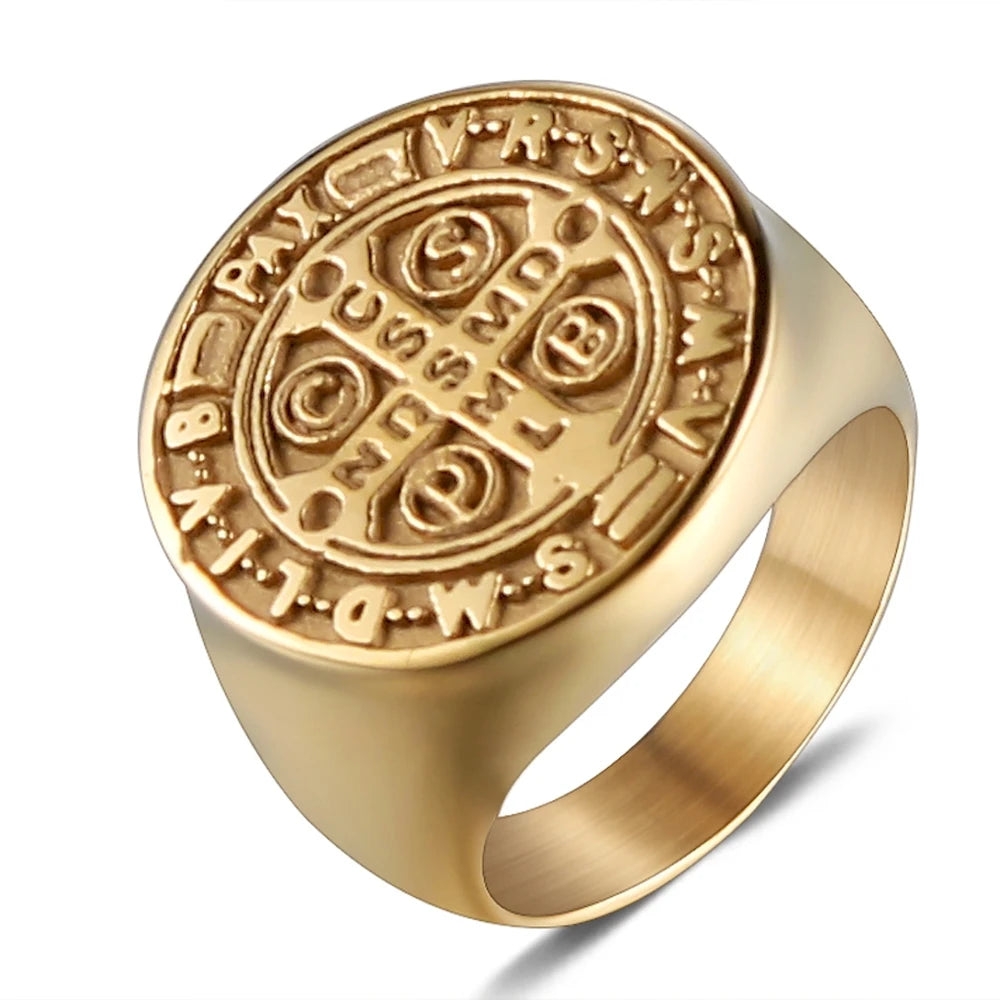 7/8/9/10/11/12 Retro Personality Letter Cross CSB Patterned Stainless Steel Ring Solid Waterproof Drop Shipping