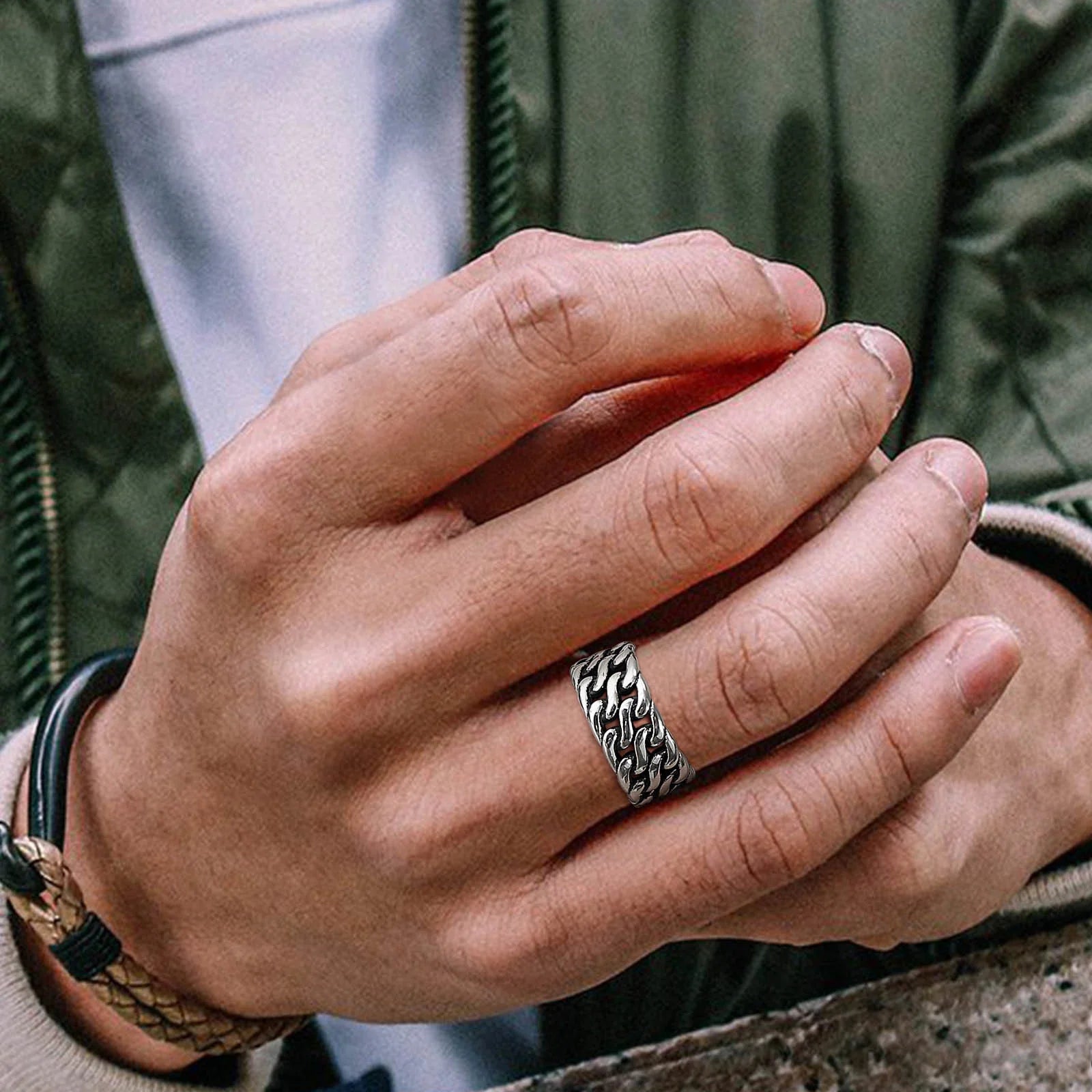 Cuban Twisted Chain Ring 10mm — Stainless Steel